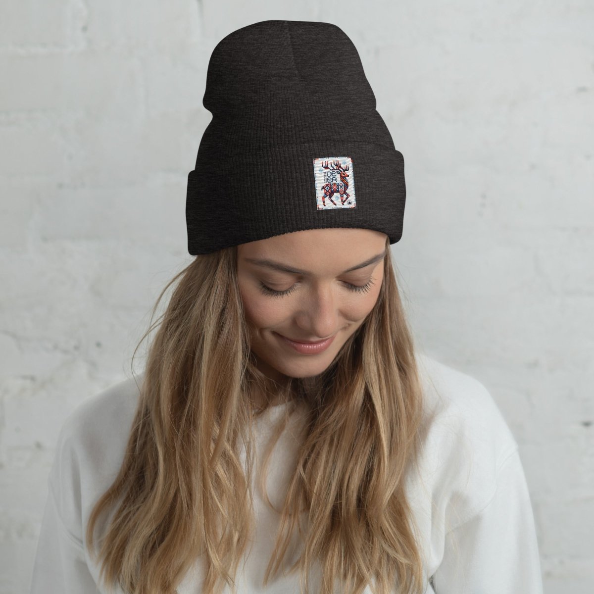Deer Logo Unisex Cuffed Beanie Hat - Chinchilla Choons